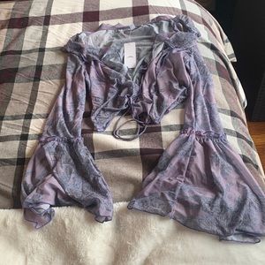 Purple floral and flowy Urban Outfitters crop top shirt